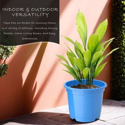 Kuber Industries 24-Pcs Orange-Colored & Blue Round Planters image 3