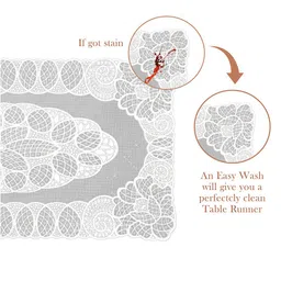 Kuber Industries 2 Pieces Cream-Colored Woven Design Table Runner image 2
