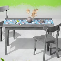 ArtzFolio Blue & Grey Geometric Printed Edge To Edge Table Runner image 3