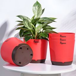 UGAOO Red & Brown 5 Pieces Self Watering Planters-7