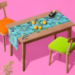 ArtzFolio Turquoise Blue Geometric Printed Rectangular Table Runner image 5