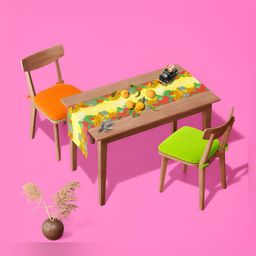 ArtzFolio Yellow & Pink Printed Rectangular Table Runner image 2