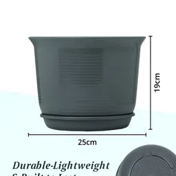 Kuber Industries Grey 2 Pcs Flower Pot Planters With Tray image 5