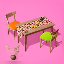 ArtzFolio Peach Coloured & Yellow Digital Printed Table Runner image 4