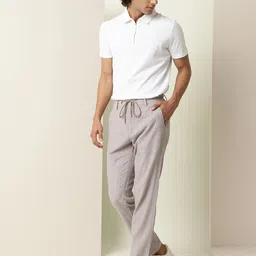 RARE RABBIT Men Striped Mid Rise Slim Fit Cotton Trousers-image-48