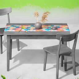 ArtzFolio Turquoise Blue & Peach Coloured Digital Printed Table Runner image 4