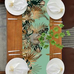 homewards Green & Brown Printed Table Runner image 3