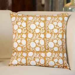 SANSKRUTIHOMES Off White & Orange Floral Cotton Square Cushion Covers-image-33