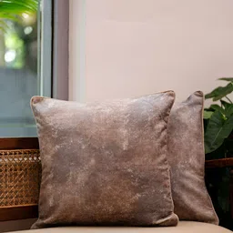 Eris Home Specs Grey & Beige Velvet Square Cushion Cover-picture-2