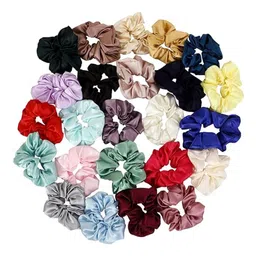 DN Creation Set of 24 Assorted Satin Scrunchies Ponytail Holders image 2