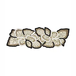 PURINA'S Beige & Black Beaded Rectangular Dining Table Runner image 4