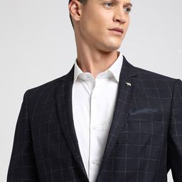THE BEAR HOUSE Single-Breasted Notched Lapel Collar Checked Formal Blazer-picture-13