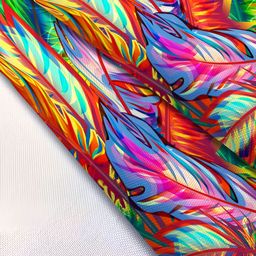 ArtzFolio Green & Yellow Quirky Feathers Digital Printed Table Runner image 2
