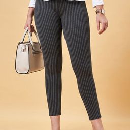 Annabelle by Pantaloons Women Striped Mid-Rise Slim Fit Cropped Trousers-55