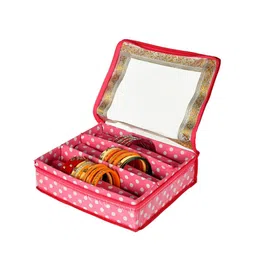 Kuber Industries Set Of 2 Pink & Gold-Coloured Printed Bangle Organizers image 4