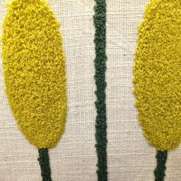 Good Vibes Cream-Coloured & Yellow Set of 2 Embroidered Square Cushion Covers image 5