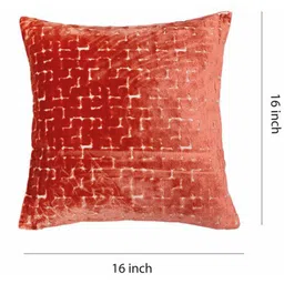 Just Home Rust & Beige Set of 4 Abstract Velvet Square Cushion Covers image 5