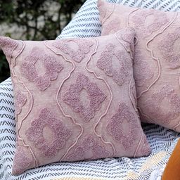 GRHAMOY Pink 2 Pieces Ethnic Motifs Cotton Rectangle Cushion Covers-image-41