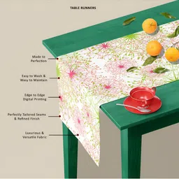 ArtzFolio Green & Pink Printed Rectangular Table Runner image 3
