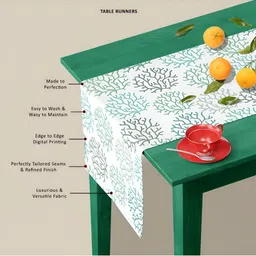 ArtzFolio White & Green Digital Printed Table Runner image 3