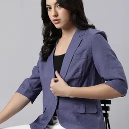 SHOWOFF Notched Lapel Collar Single Breasted Slim-Fit Blazer-picture-32
