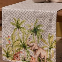 Eris Home Beige & Green Printed Pure Cotton Table Runner-image-9