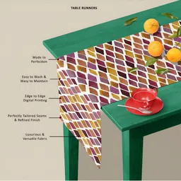 ArtzFolio White & Yellow Geometric Printed Table Runner image 4