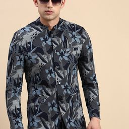 SHOWOFF Printed Slim-Fit Single Breasted Blazer-image-49