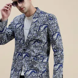 SHOWOFF Printed Notched Lapel Slim-Fit Single-Breasted Blazer-picture-0