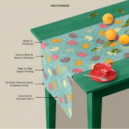 ArtzFolio Blue & Mustard Quirky Printed Easy To Wash Table Runner image 4