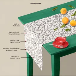 ArtzFolio White & Grey Quirky Printed Table Runner image 2