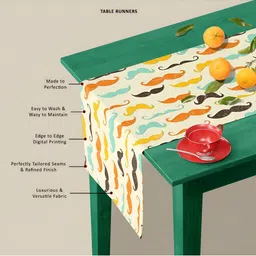 ArtzFolio Off White & Yellow Abstract Printed Table Runner image 2
