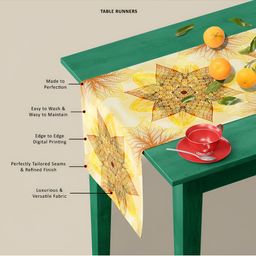 ArtzFolio Cream-colored & Yellow Digital Printed Table Runner image 2