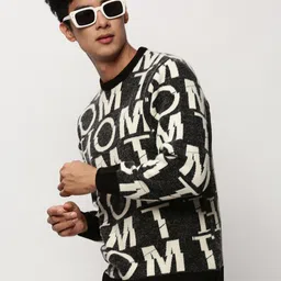 SHOWOFF Typography Self Design Acrylic Pullover-image-35