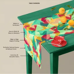 ArtzFolio Green & Red Geometric Digital Printed Table Runner image 3
