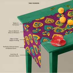 ArtzFolio Purple & Yellow Abstract Printed Table Runner image 5
