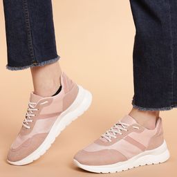 DressBerry Women Dusty Rose Pink Woven Design Sneakers-image-20