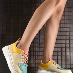 AfroJack Women Colourblocked Padded Insole Contrast Sole Sneakers-picture-46