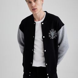 DeFacto Typography Printed Ribbed Front Open Sweater image 4