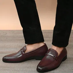 San Frissco Men Burgundy Solid Formal Loafers-picture-16