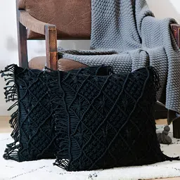 Textile and Beyond Black 2 Pieces Square Cushion Covers image 3