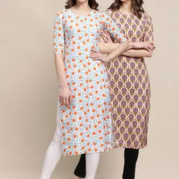 KALINI Women Pack Of 2 Ethnic Motifs Crepe Kurta-image-75