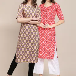 KALINI Women Pack Of 2 Ethnic Motifs Printed Crepe Kurta-image-80