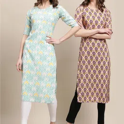 KALINI Women Pack Of 2 Ethnic Motifs Printed Crepe Kurta-image-94