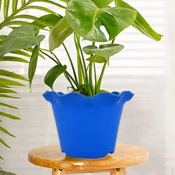 Kuber Industries Blue 5 Pieces Textured Planters Pots-4