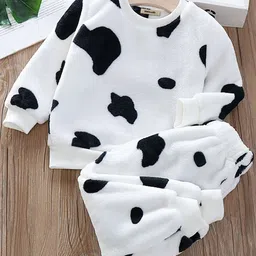 INCLUD Girls Abstract Printed Fleece T-shirt With Trousers-image-51