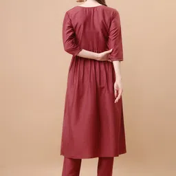 KALINI Yoke Design Thread Work Pleated Sequinned A-Line Kurta with Trousers & Dupatta image 5