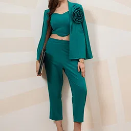 Shally Bhasin by Athena Shoulder Straps Crop Top & Trousers With Blazer-picture-25