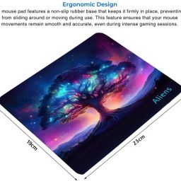 Aliens Gaming Mouse Pad, Precision, Non-Slip Rubber Base, Smooth Cloth Surface, Space Non Slip Base Mousepad image 3