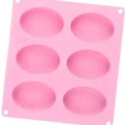 6 Slots Oval shaped Silicone Mould For Soap and Candle making , Ice Makiing Pink Silicone Ice Cube Tray-2